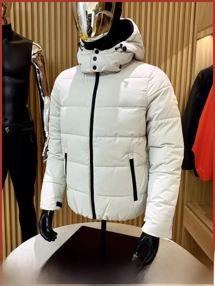 

Men's Autumn Winter High Loing Cotton Jaet Hooded Removable Warm Thiened Casual Faion Stand Fit Youth Outerwear