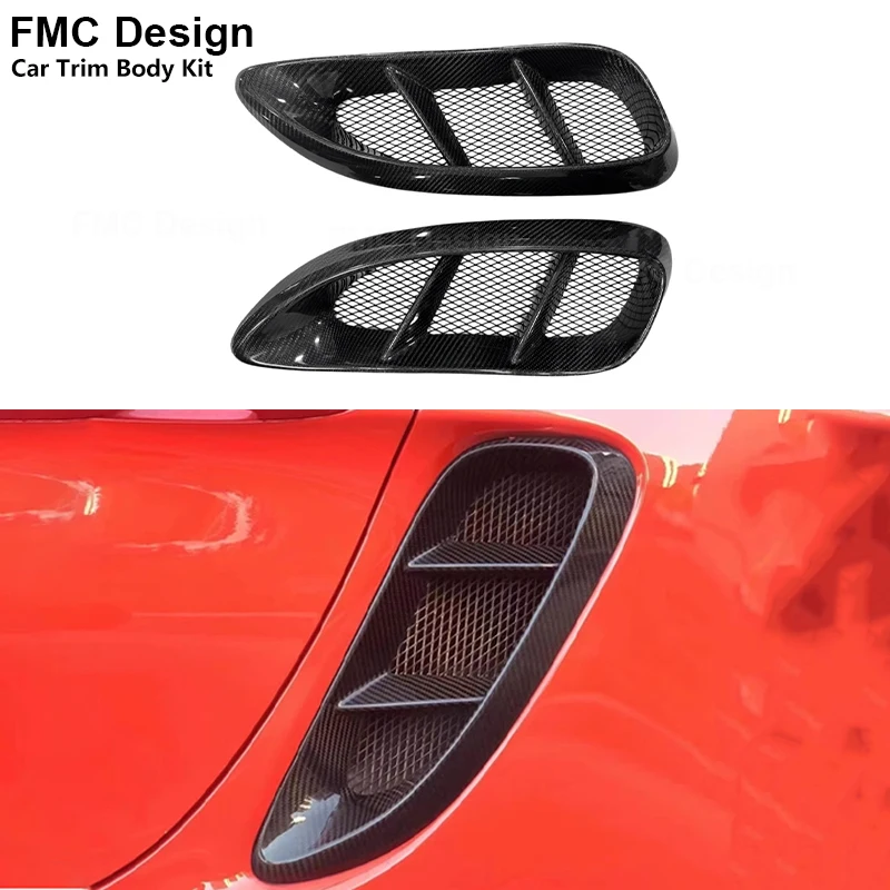 Carbon Fiber Side Fender Intakes Air Vents Trim Cover Caps Splitters Upgrade Body kit For Porsche Boxster Cayman 718 2016-2019