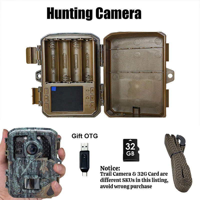 Mini Trail Hunting Camera Wild Hunter Camera 16MP 1080P Wildlife Animal Cameras Night Vision Photo Traps Surveillance to 32GB