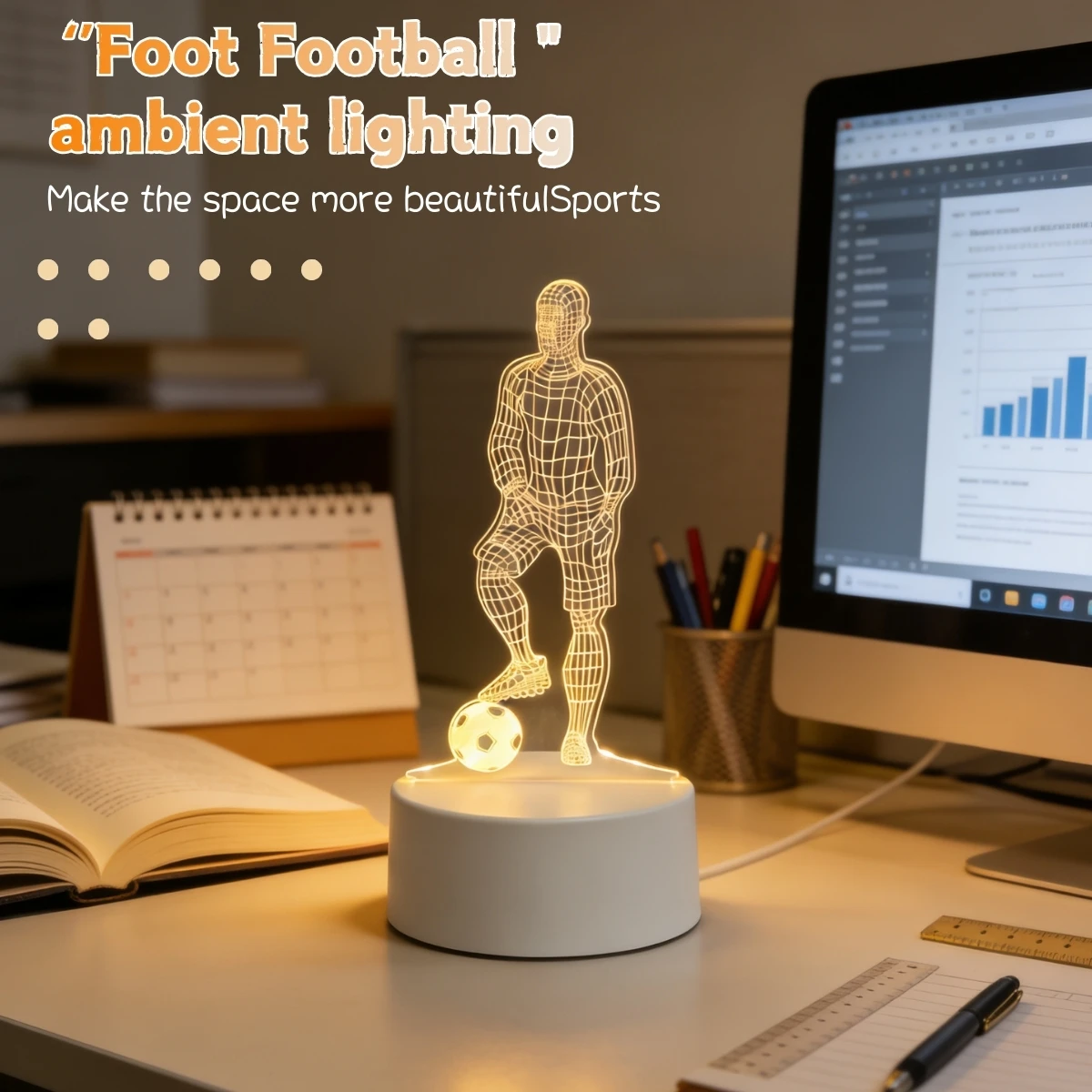 

Ночник футболиста, USB-креативная 3D-лампа для украшения атмосферы, подарок на день рождения для семьи и друзей.