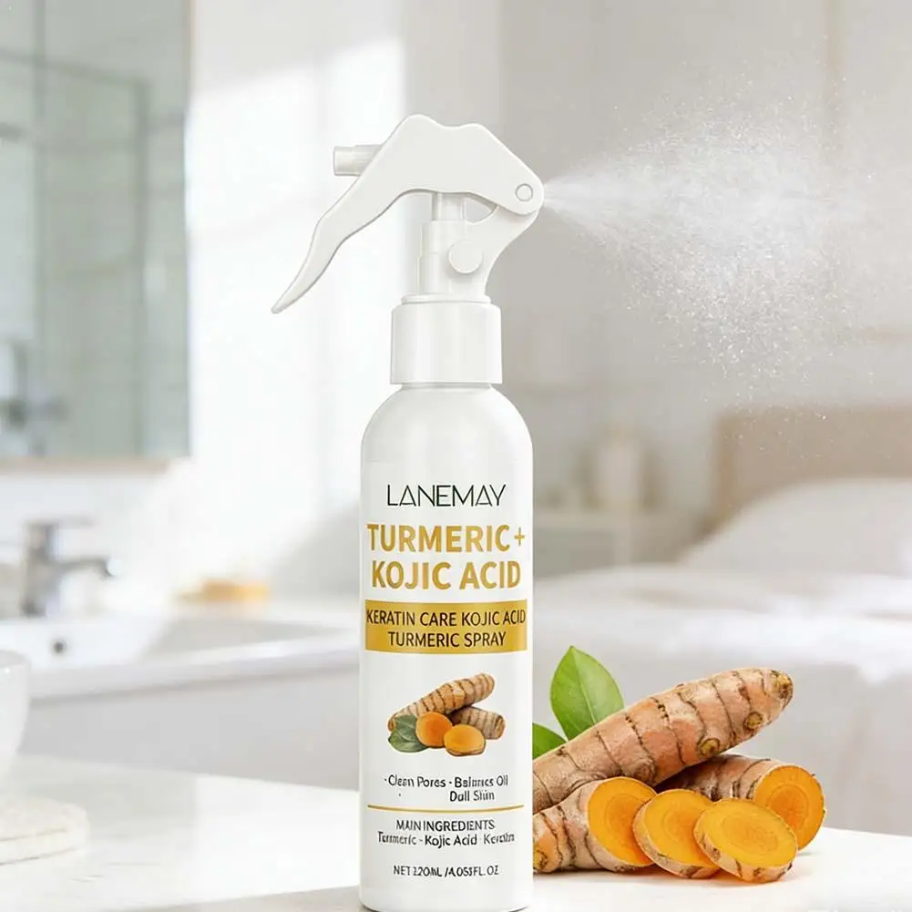 120ml Kojic Acid Turmeric Face Exfoliating Spray Nourishes Moisturizing Facial Cleansing Spray For Smooth Skin