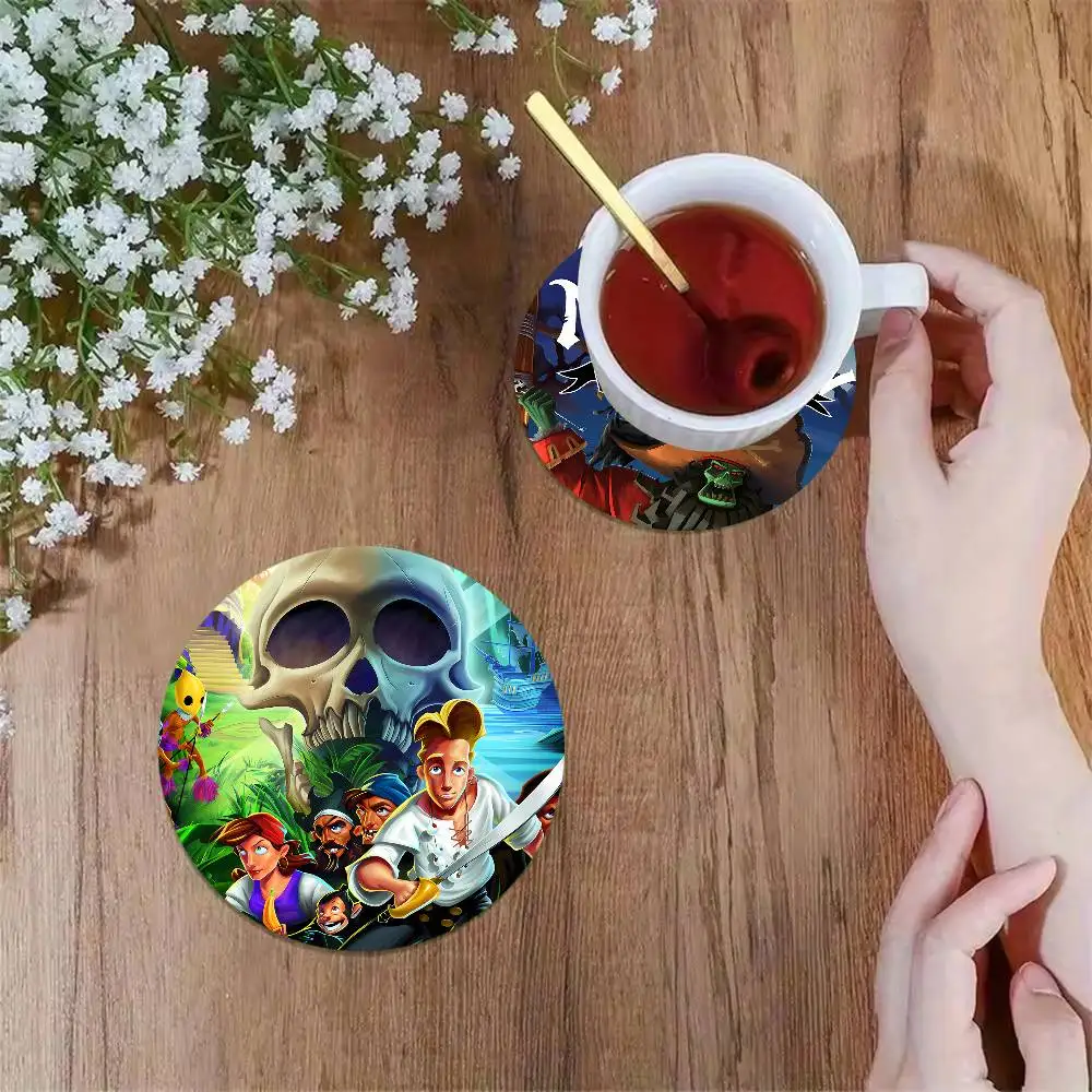 Classic Game The Secret Of Monkey Island Natural Coaster Creative Absorbent Cushion Coffee Mug Bowl Cushion Insulation Cushion