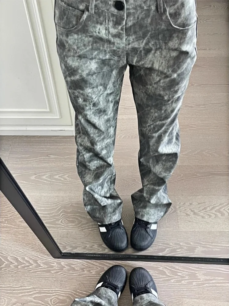 

Американские винтажные мужские джинсы High Street, осень-зима, небольшой дизайн, прямые брюки, расклешенные брюки чистого кроя