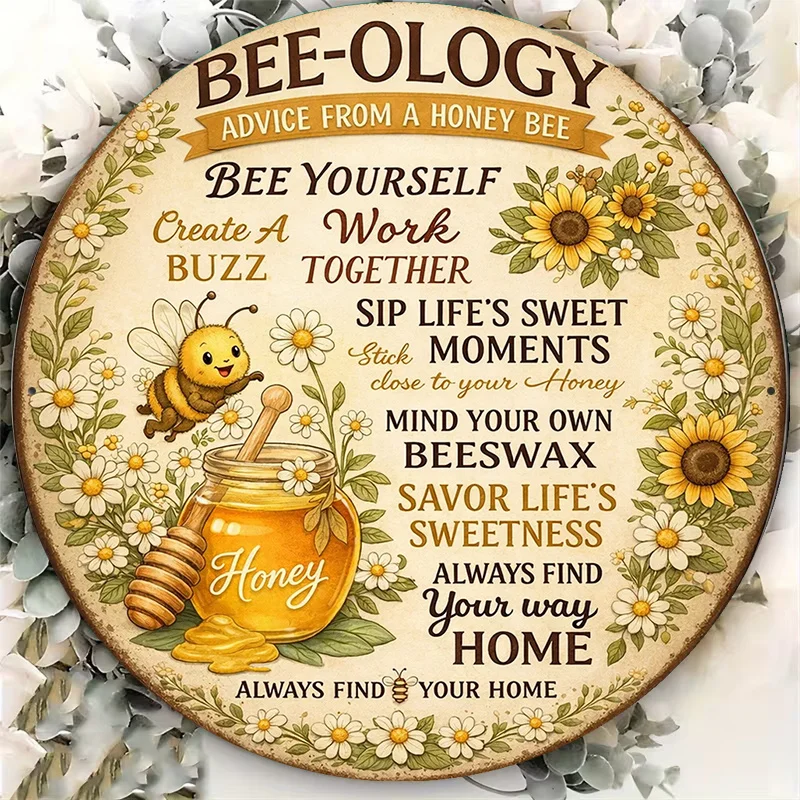 2D Flat - 1pc 8*8In/20X20Cm 2D Flat Round Sign, Vintage Plaque about 