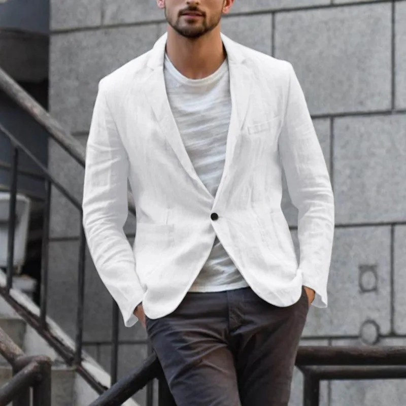 

Autumn 2025 Men's cotton and linen casual fashion suit, loose and thin jacket for office and business