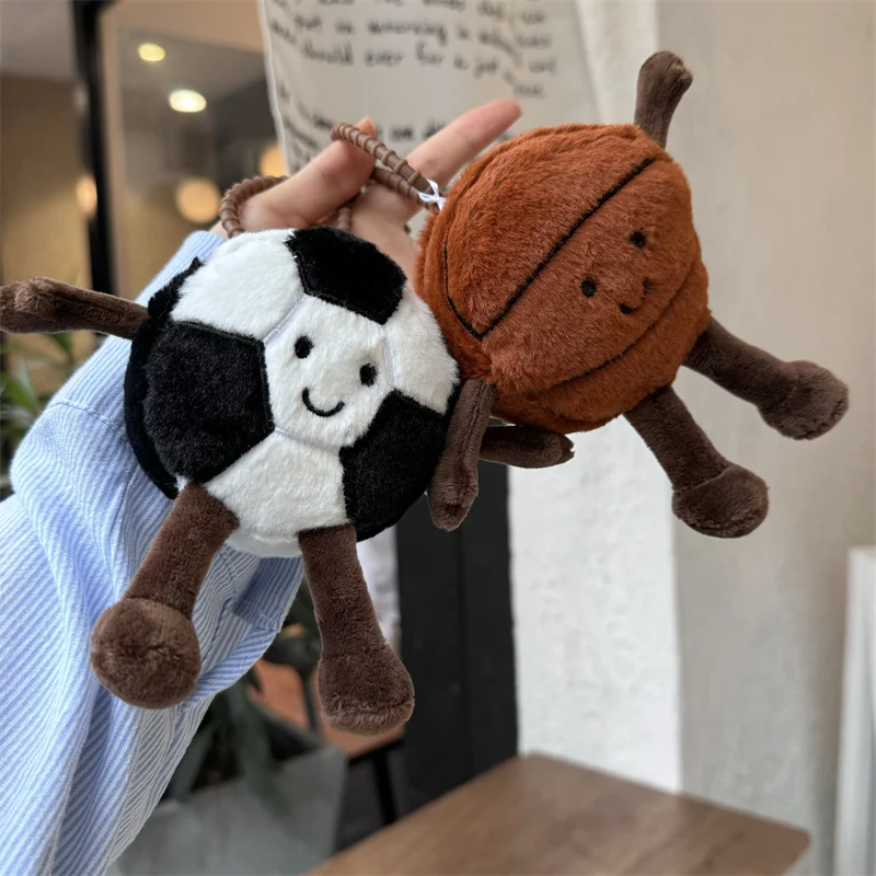 Kawaii Sports Ball Plush Keychain Coin Purse Football Basketball Tennis Baseball Stuffed Toy Cute Bag Decor Birthday Gifts Girl