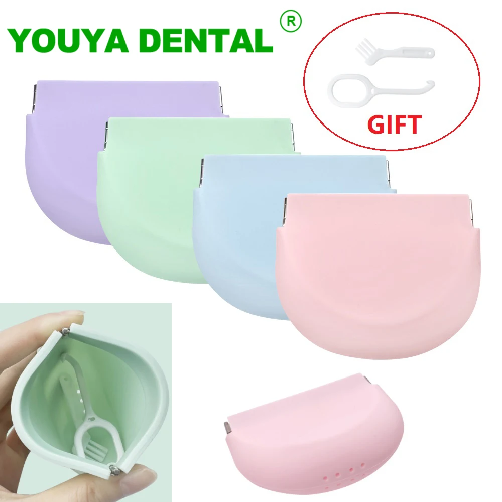 Silicone Retainer Box Orthodontic Storage Case With Aligner Remover Brush Invisible Braces Storage Clean Box Oral Care Supplies