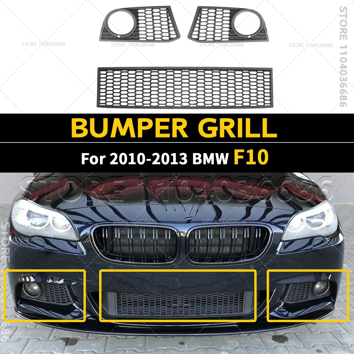 

For 2010-2013 F10 BMW 528i 528iX 535i 535iX 550i 550iX Hybrid 5 Bumper Grill Fog Light Trims 51117906197 51117906198 51117903894