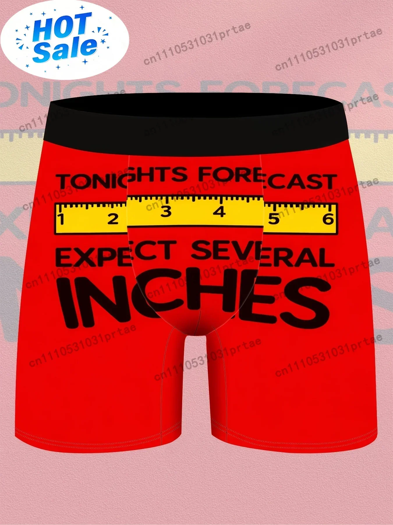 Novelty Tape Measure Underwear Men's Novelty Tape Measure Underwear with Belt Loop Ruler High Elasticity Comfortable Fit bLACK view 2