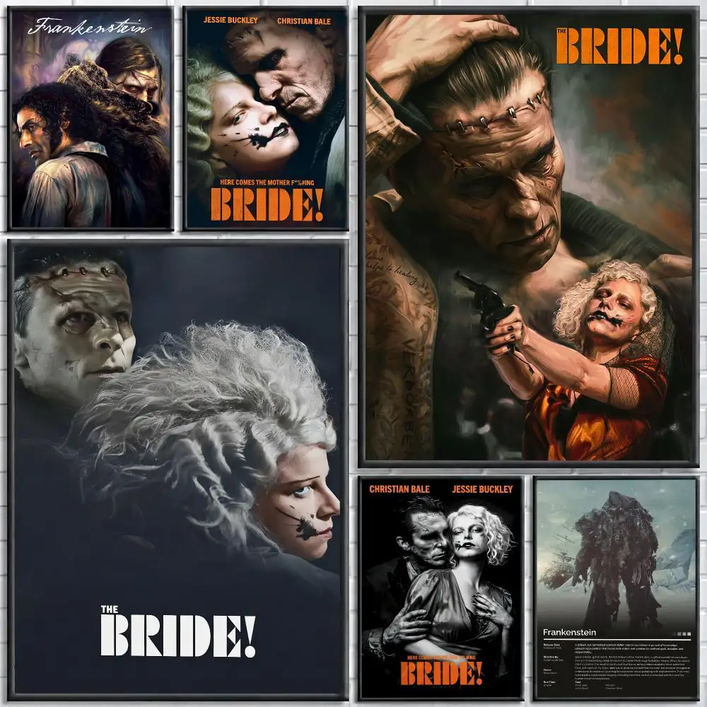 Film F-Frankenstein Gothic Monster Painting Calligraphy Canvas Poster Wall Art for Bedroom Living Room Home Decor Gift