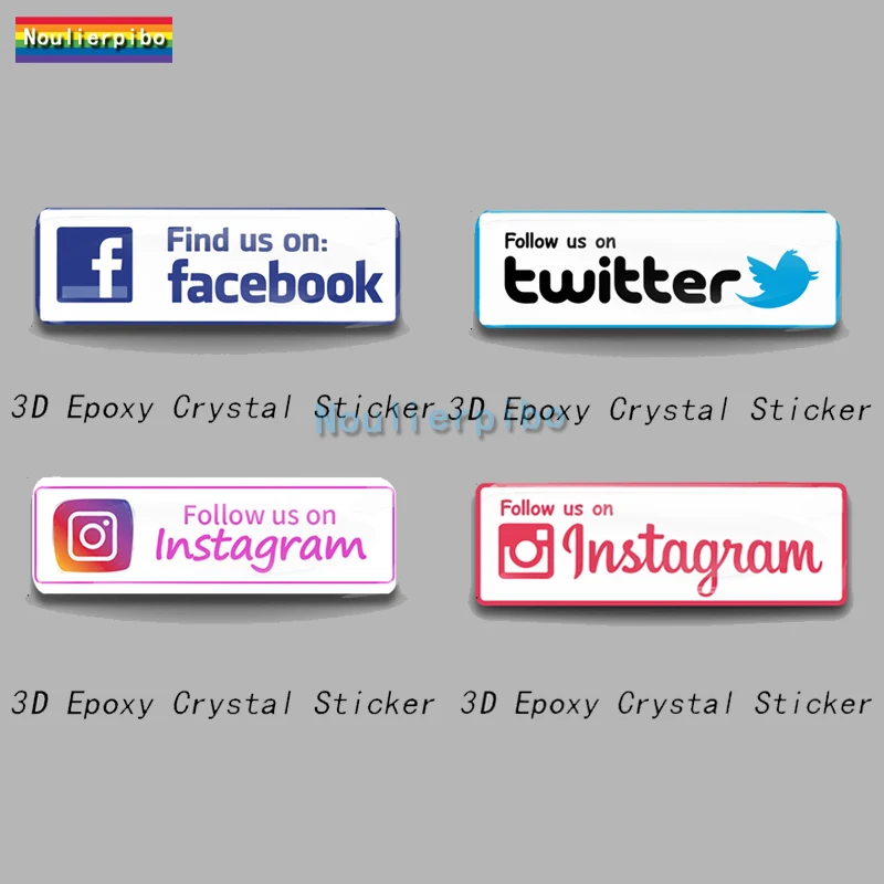 3D Epoxy Dome Stereo Car Sticker Social Networking Sites Facebook Twitter PVC for Car Motorcycle Helmet Cell Phone Vinyl Decal