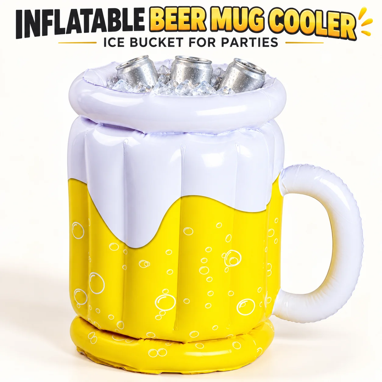 1PC Inflatable Beer Mug Cooler Ice Bucket Portable Drink Holder Beverage Tub for Pool Party Beach BBQ Outdoor Summer 34x44cm