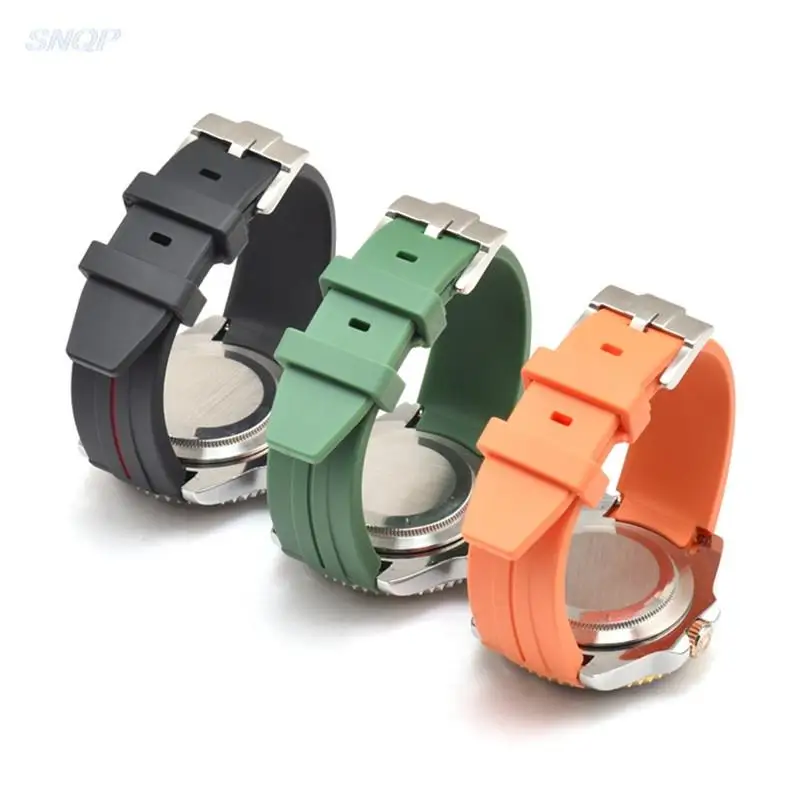 نهاية منحنية 20 مللي متر 21 مللي متر 22 مللي متر المطاط ساعات سيليكون الفرقة ل رولكس/أوميغا/سيكو العلامة التجارية حزام الساعات الرجال مقاوم للماء الغوص بولي TPU شريط للرسغ