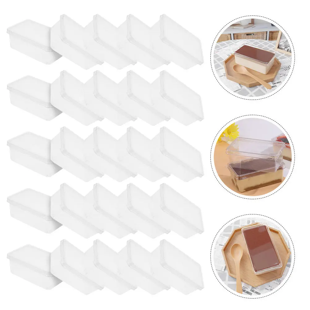 25Pcs Transparent Tiramisu Box Stackable Mousse Cake Holder for Cake Storage Dessert Display Clear Present Box