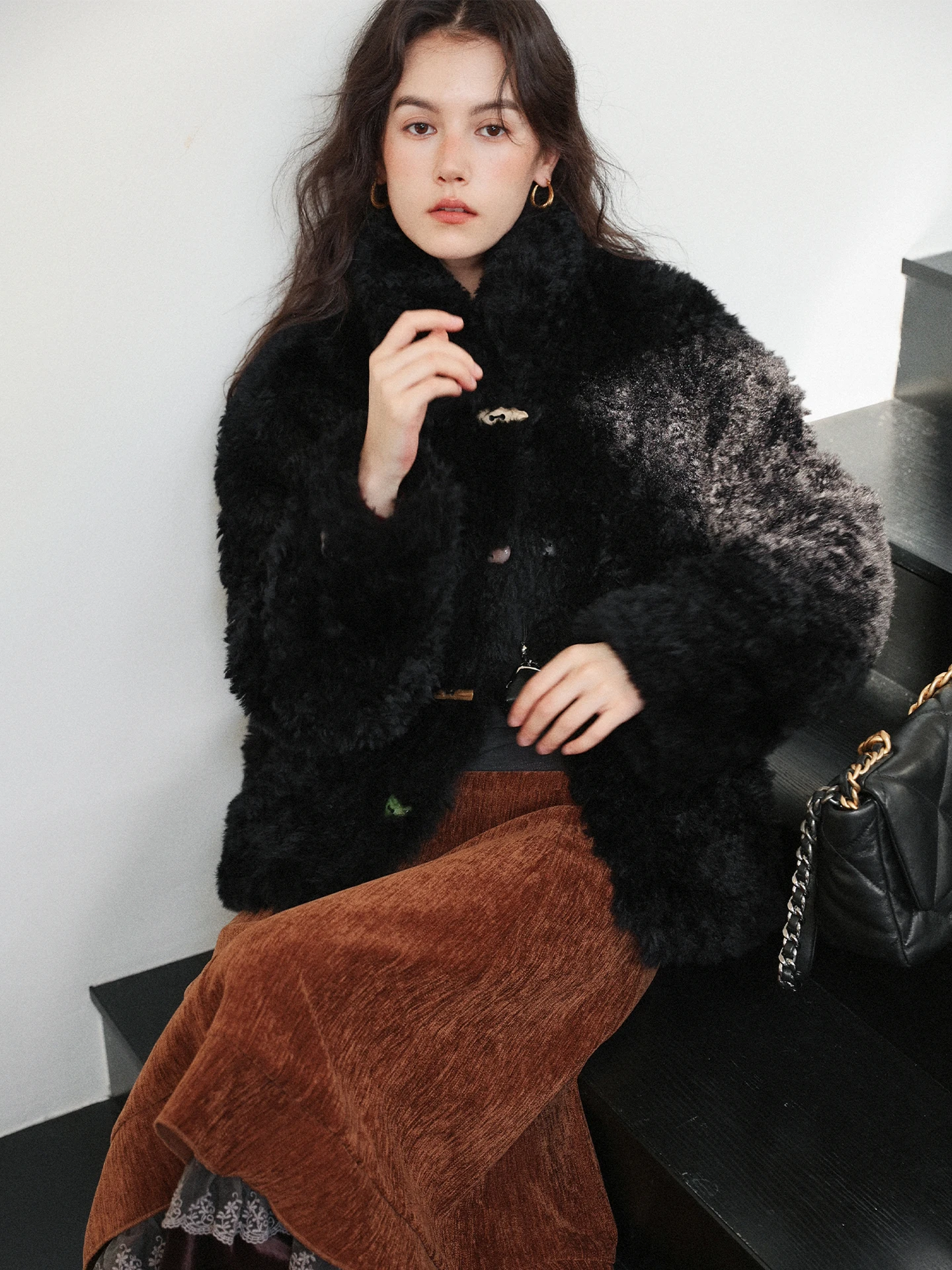 

Eco-Friendly Faionable Retro Sle ort Coat Collar Turn-down Collar Fur Jaet Tuscan Sle by Fenyecolor"Lekeli"