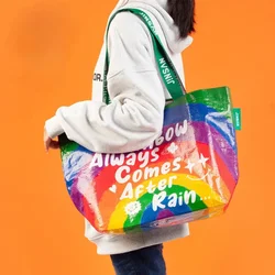 Color Printing Plastic Woven Bags Large Capacity Waterproof Luggage Storage Bags Creative Gifts Handheld Shopping Bags