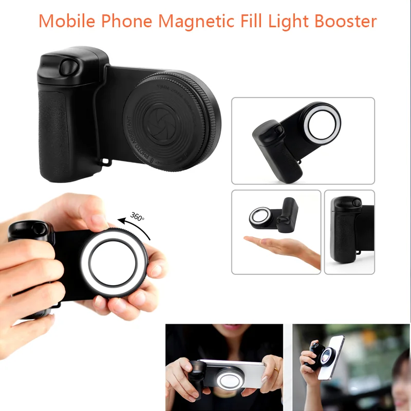 Magnetic Smartphone Camera Shutter Grip Bluetooth Selfie Handle Camera Photo Stabilizer with Fill Light for Iphone Android