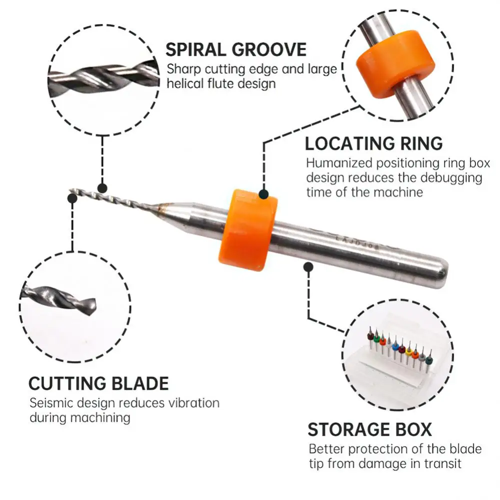 Juego de microbrocas de carburo, broca de perforación CNC, placa de circuito de impresión, broca de aleación dura, broca de PCB, juego de brocas de