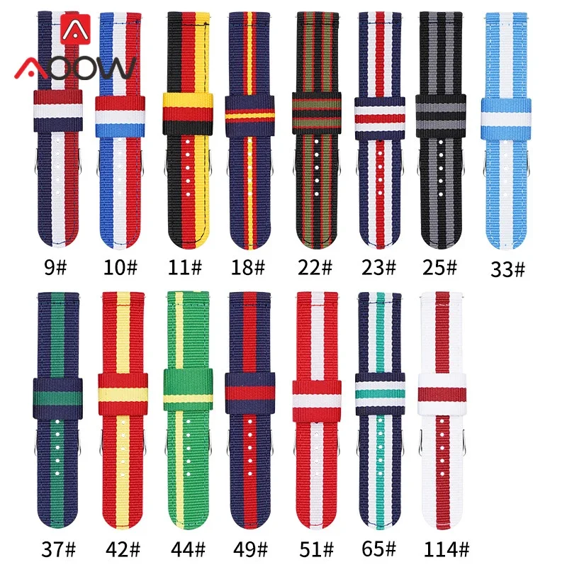 Nylon Strap 20mm 22mm Stainless Steel Buckle Quick Release Men Women Striped Flag Canvas Bracelet Watch Band Belt for dw