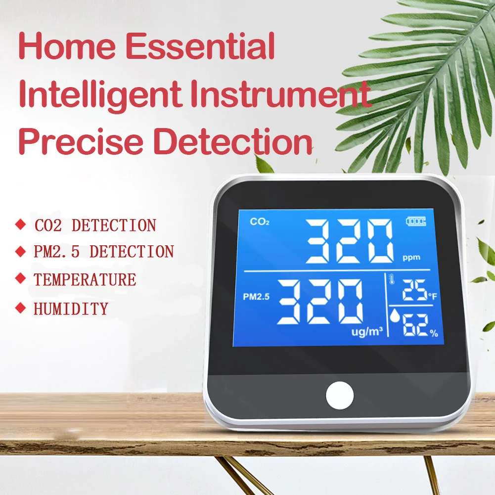 Accurate New CO2/PM.5 Quality Detector DM306D Portable LCD Display Temperature And Humidity Sensor Tester Home Monitoring System