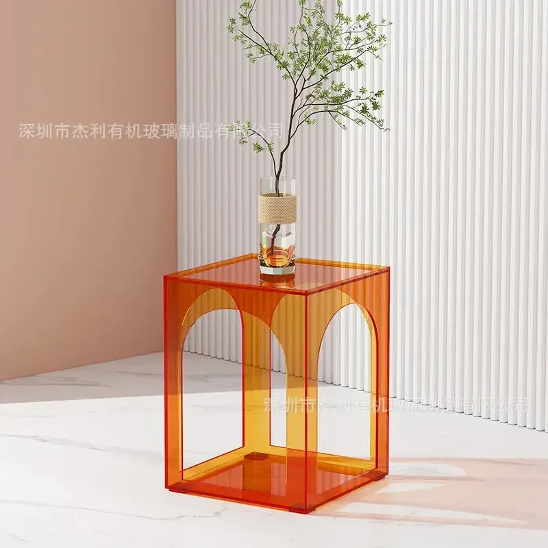 Acrylic Table Coffee Tables Nordic Art Bedside Cupboard Sofa Side Table Storage Side Cabinet Modern Simple Transparent Lattice C