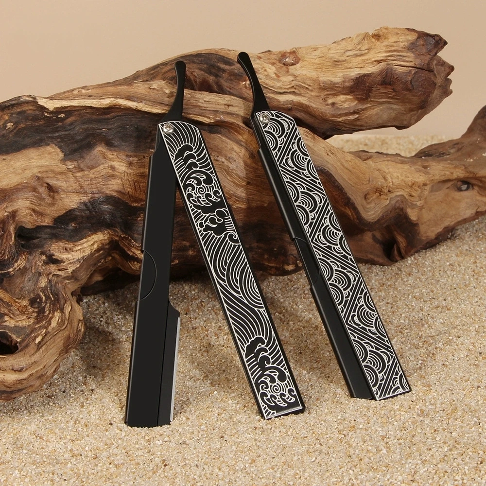 

Stainless Steel Beard Trimmer Manual Straight Edge Razor Men Folding Shaver Hairsalon Barber Hair Cutting Shaving Blade Holder