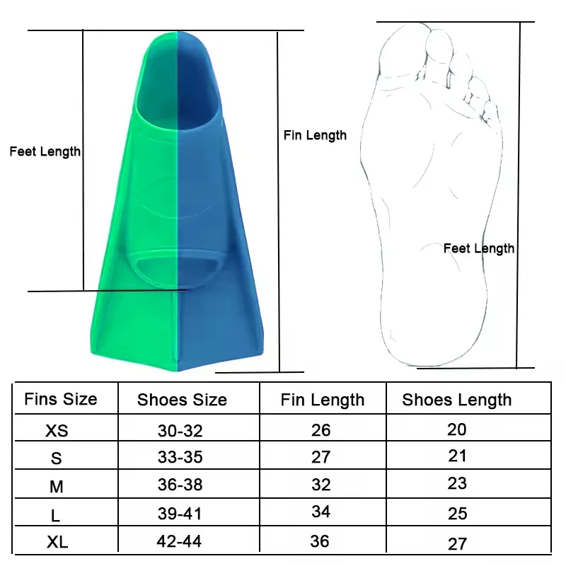 Colorful swimming training fins for summer tourism, elastic and soft silicone diving frog shoes