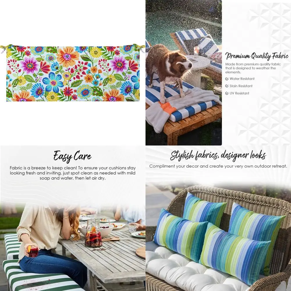 

2" thick foam bench cushion with ties, 36"x14", outdoor/indoor use, choose your color