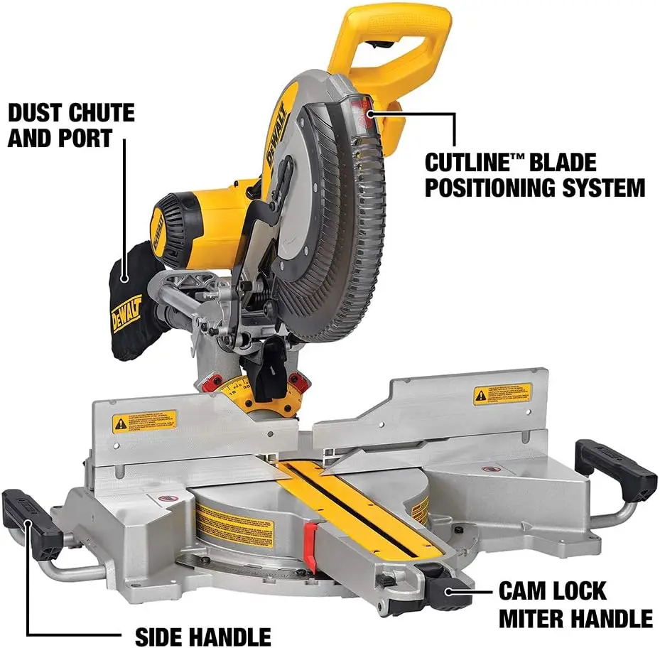 Miter Saw, 12 Inch, 15 Amp, 3,800 RPM, Double Bevel Capacity, With Sliding Compound, Corded (DWS780)