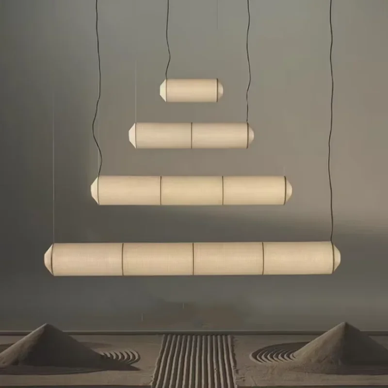 Tekio Horizontal Pendant Light Janpanese long white paper lamp restaurant wabi sabi lamp Living Room Bedroom akari Noguchi Light