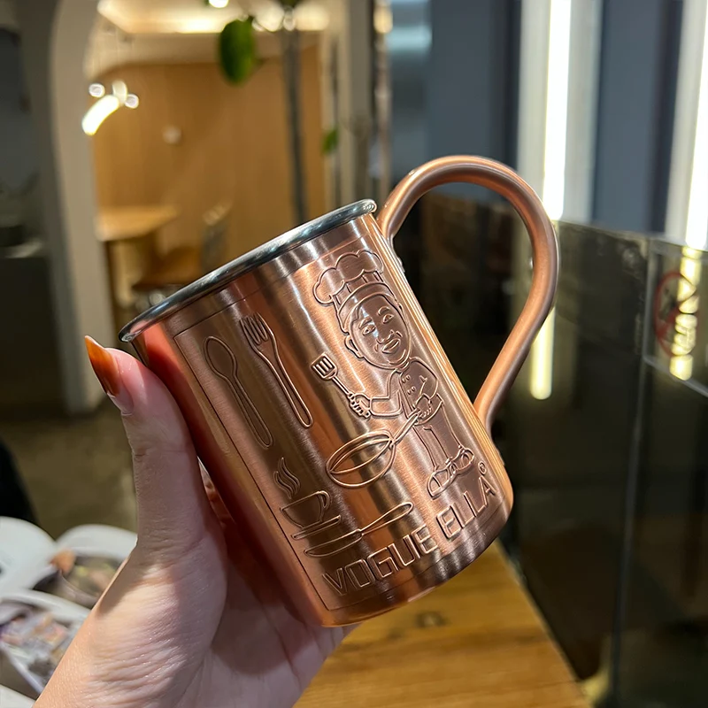 Copper Mug Handcrafted of 100% Pure Thick Copper Shot Glass Copper Interior Vintage Wine Glass Strong Riveted Handle 13 Ounces