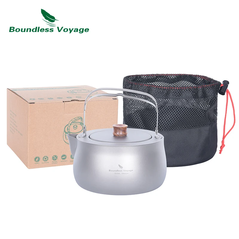 Boundless Voyage 800ml Titanium Stovetop Kettle with Filter Outdoor Camping Coffee Teapot Kitchen Water Boiler for Loose Tea