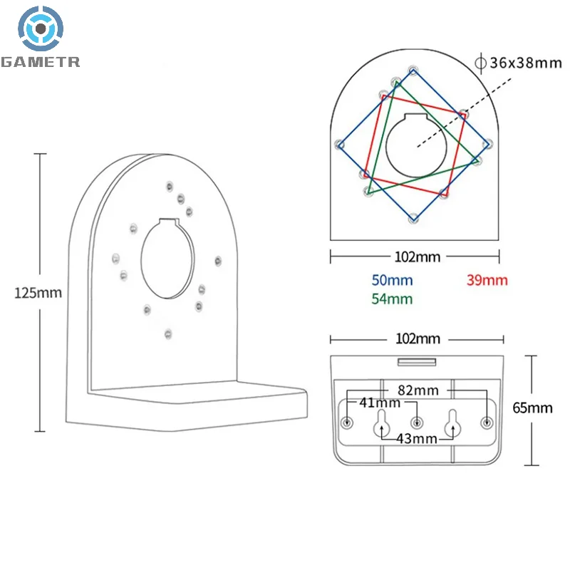 Suporte tipo L para câmera CCTV Dome, ângulo reto com parafusos, ABS Universal Fit, interior e exterior, durável, à prova de poeira, montado na parede, 1 conjunto