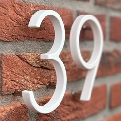 152mm White Floating Modern House Number Huinummers Door Home Address Numbers for House Digital Outdoor Sign Plates 6 In. #0-9