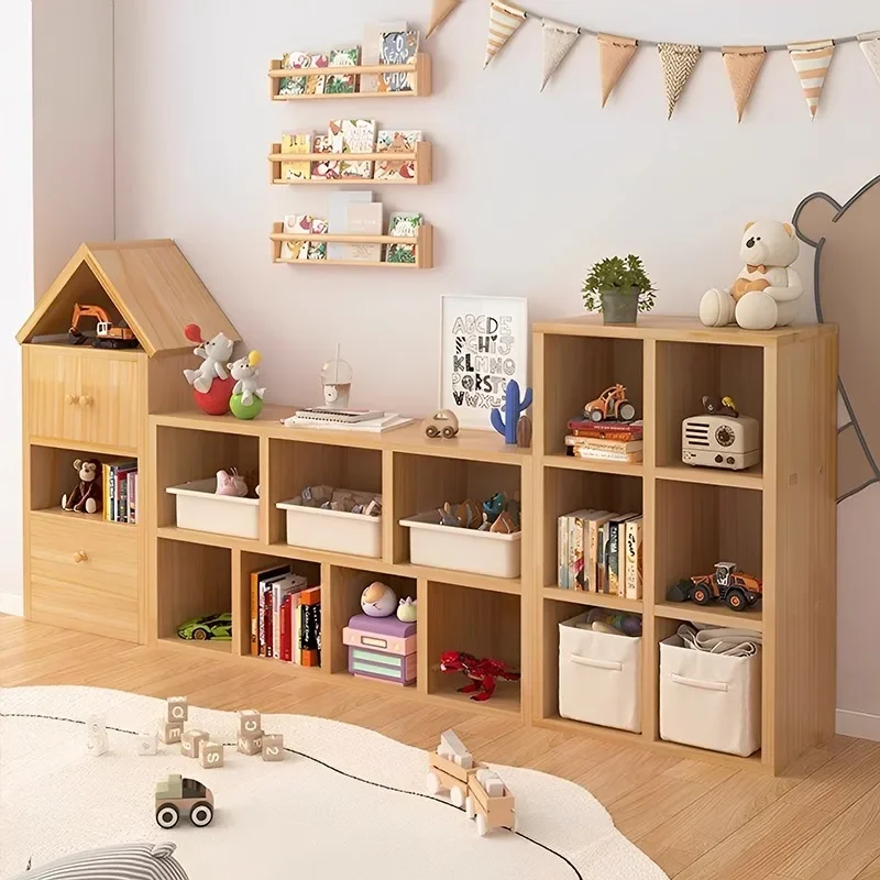 

Bookshelf Shelf Floor Storage Low Bookcase Personalized Locker Living Room Grid Cabinet Fun Picture Book Rack