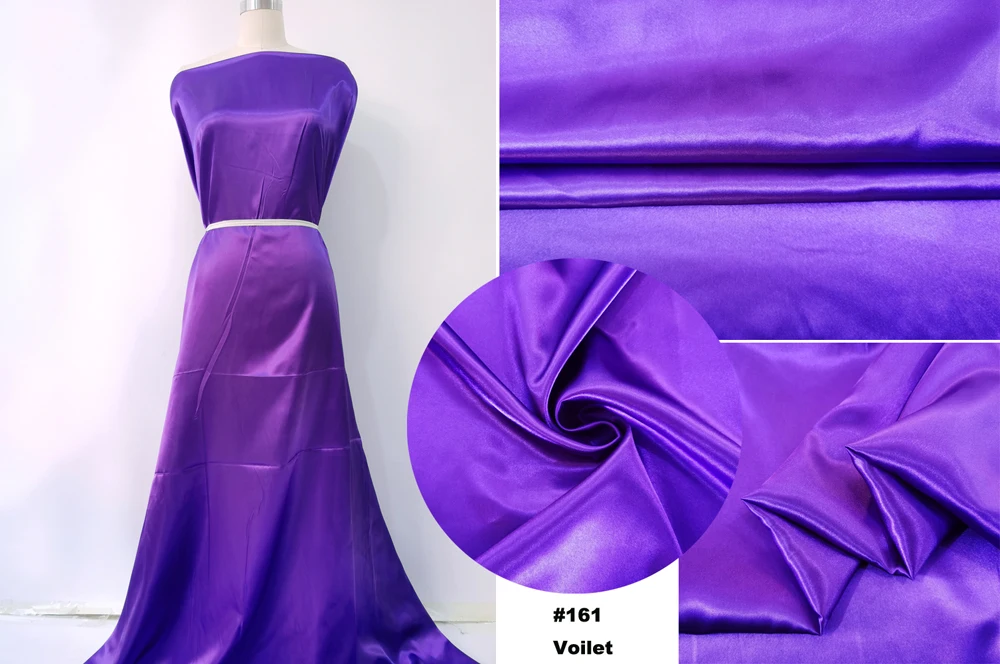 Solid Satin 58" Wide | 1Meter | 2Meters | 5Meters | Silky Charmeuse Scarf Craft DIY Fabric Purple image 3