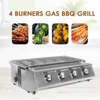 2025NewLPG BBQ Infrared Stove Stainless Steel Griddle Flat Top Grill Smokeless Roast Meat Food Gas Burners Oven Outdoors Glass C