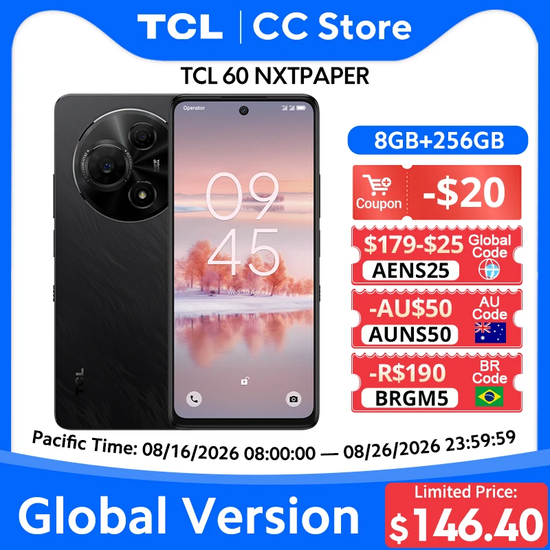 هاتف TCL 60 NXTPAPER للقراءة اللطيفة على العين بشاشة 6.8 بوصة بدقة FHD+ تشبه الورق، بطارية 5200 مللي أمبير، كاميرا 108 ميجابكسل، معالج ثماني النواة، مثالي لمحبي الروايات.