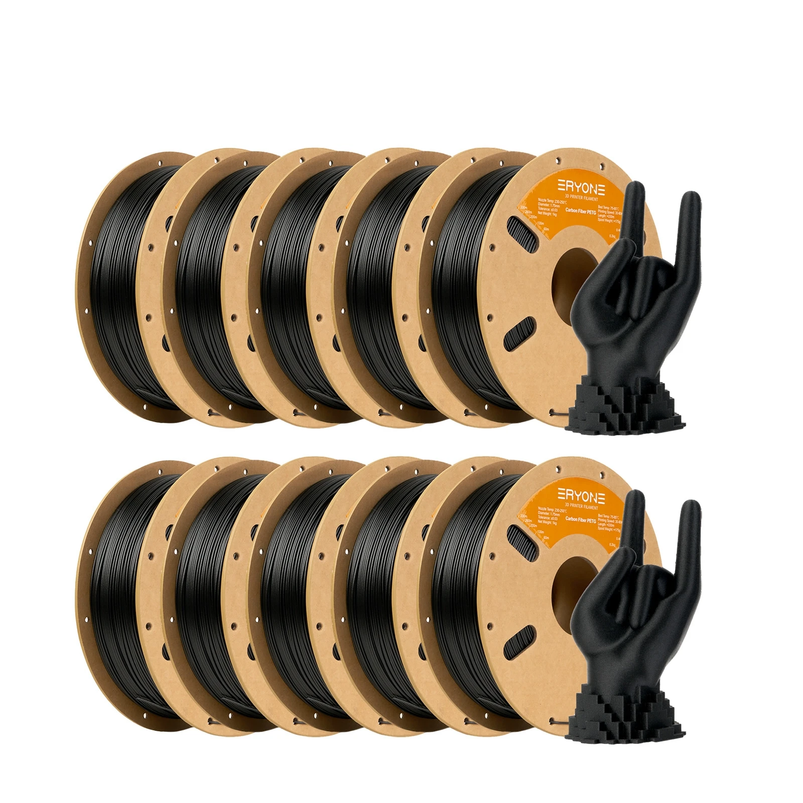 ERYONE 10KG PETG Koolstofvezel Filament 1.75mm ±0.03mm Tolerantie voor FDM 3D Printer Hoge Sterkte 1KG/Spoel - afbeelding 1