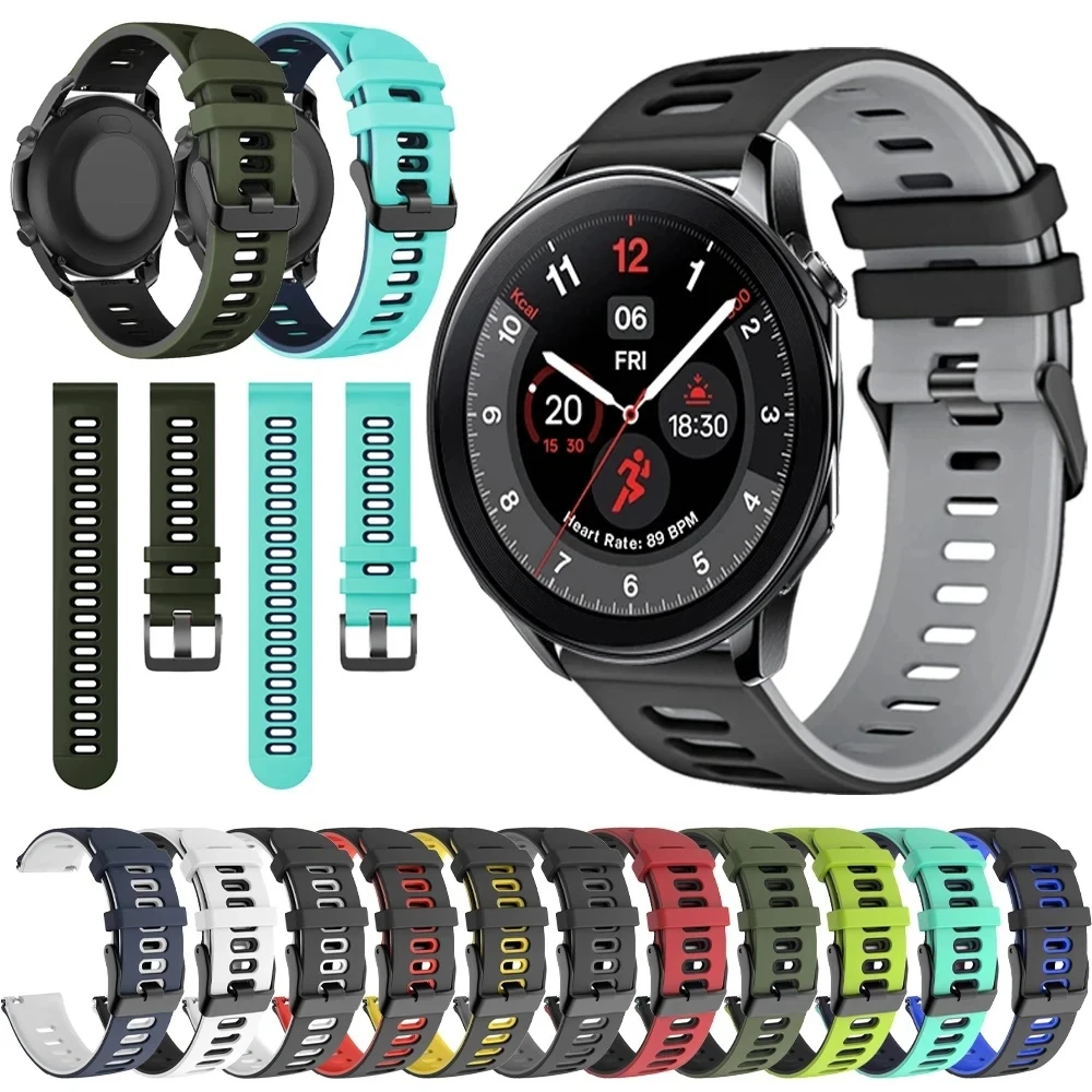 Cinturino sportivo in silicone da 22mm per orologio OnePlus 2 OPPO Watch 2 cinturino morbido di ricambio per accessori per cinture Realme Watch 3 S