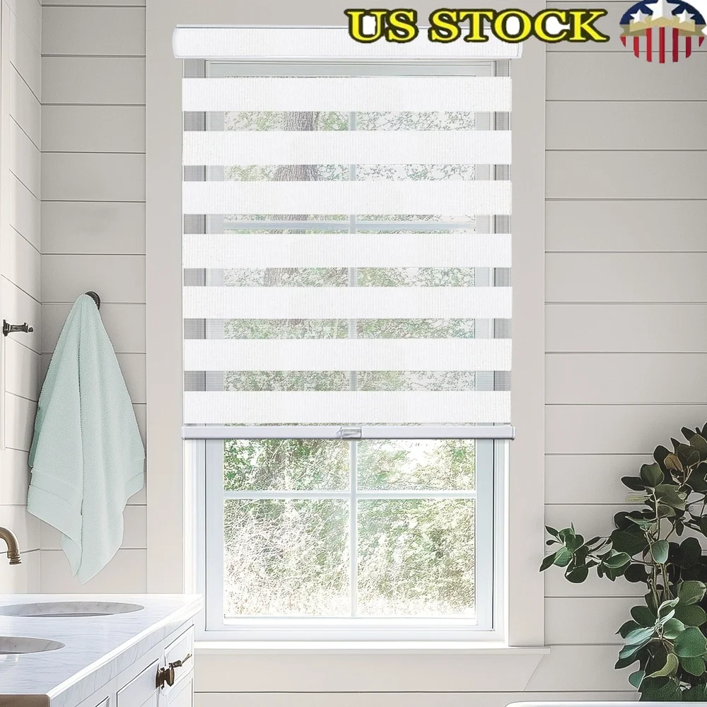 

Zebra Roller Blinds Cordless Pull Down Window Shades Privacy Light Filtering Blinds Home Bedroom Kitchen Door Windows