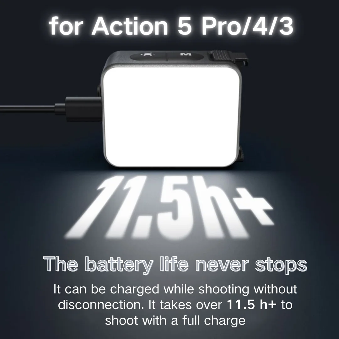 Telesin luz de preenchimento magnética para dji ação 5pro/4/3 liberação rápida portátil bolso luz fotografia iluminação ação câmera luz