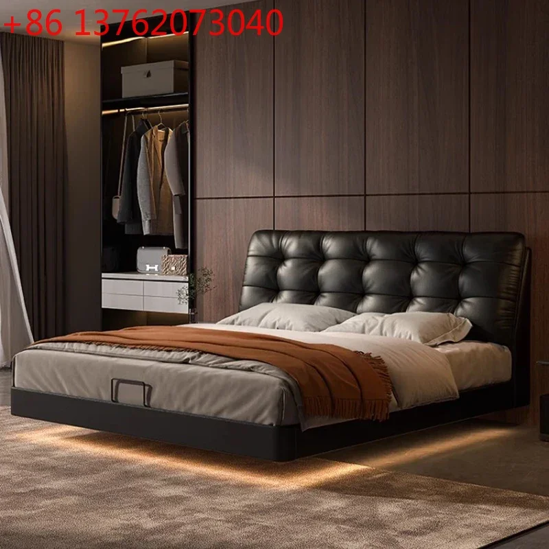 Cama de masaje de cuero para dormitorio, plataforma de cama, estructura de cama Queen, sofá de lujo para humanos y perros, moderna cama King Size, muebles de salón.