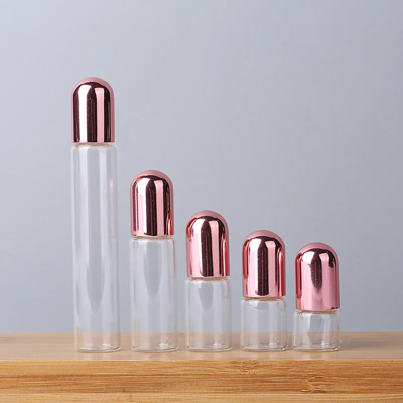 2/3/5ml Mini Glass Roller Bottle Empty Roll On Bottle Travel Refillable Perfume Container Sample Glass Transparent Dispenser