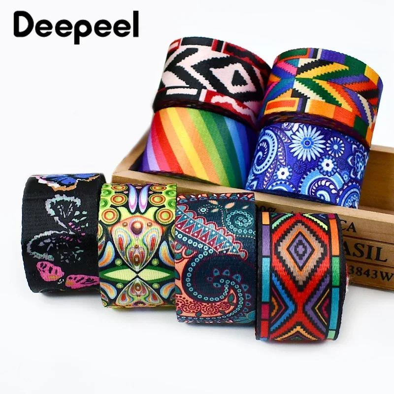 

5Meters 38mm Jacquard Webbing Tape Print Ethnic Ribbon Garment Decor Belt Bands Bags Safety Strap DIY Sewing Accessories