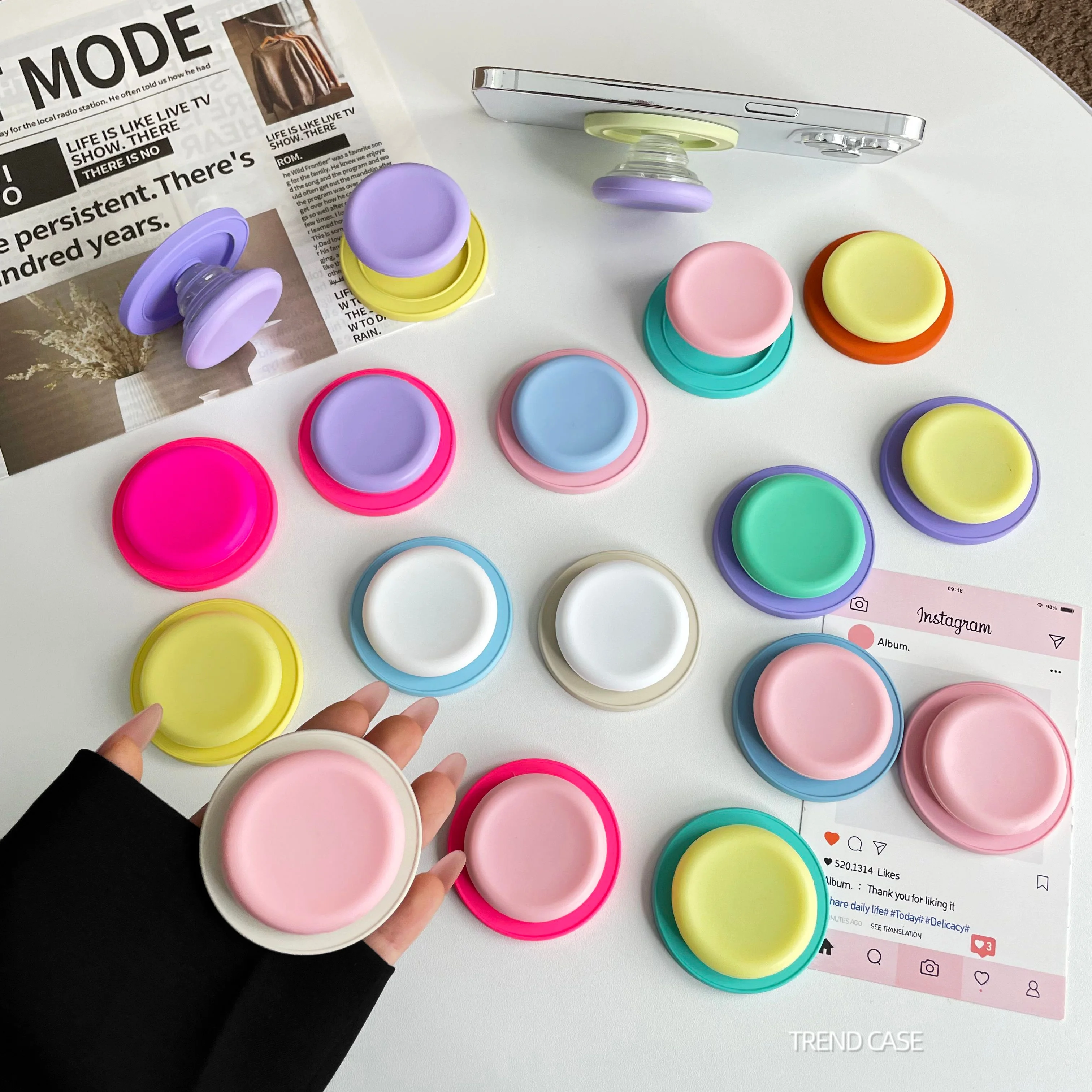 

Симпатичный силиконовый круглый макарон для Magsafe, магнитный держатель Grip Tok Griptok, подставка для телефона, поддержка iPhone Smart Tok