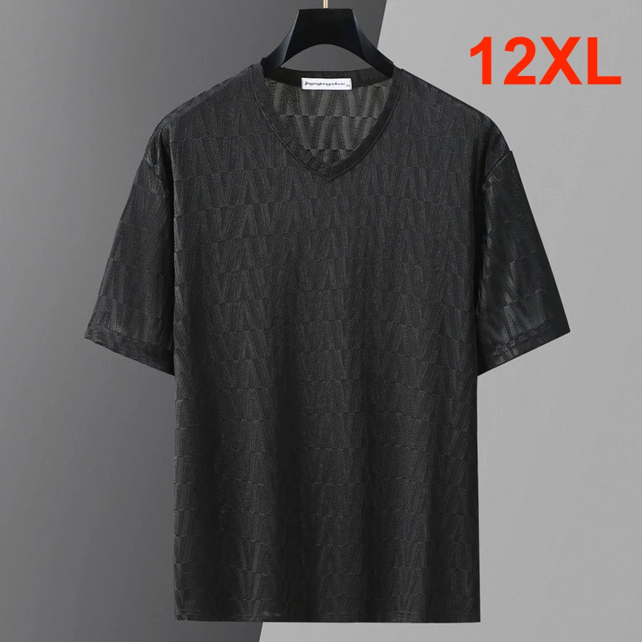 

Plus Size 10XL 12XL T-shirts Men Summer V-neck Tshirts Short Sleeve Tops Tees Male Fashion Casual Cool T Shirts Big Size 12XL