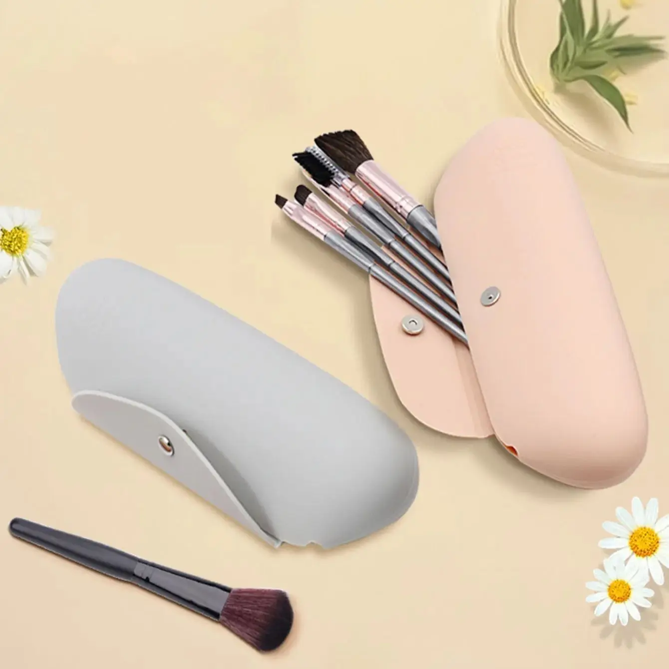 Sac pour pinceaux de maquillage en Silicone, sac de rangement pour outils de maquillage, crayon à sourcils portable, rouge à lèvres, anti-poussière, haut de gamme