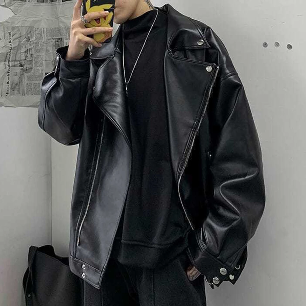 Men Pu Leather Moto Cargo Casual Jacket Autumn Streetwear Fashion Biker Youth Niche City Boy Trend Urban City Boy Outerwear 2026
