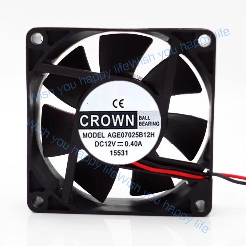 L... for CROWN AGE7025B12H 7025 DC12V 0.40A 7CM 2-Wire Dual Ball Inverter Cooling Fan